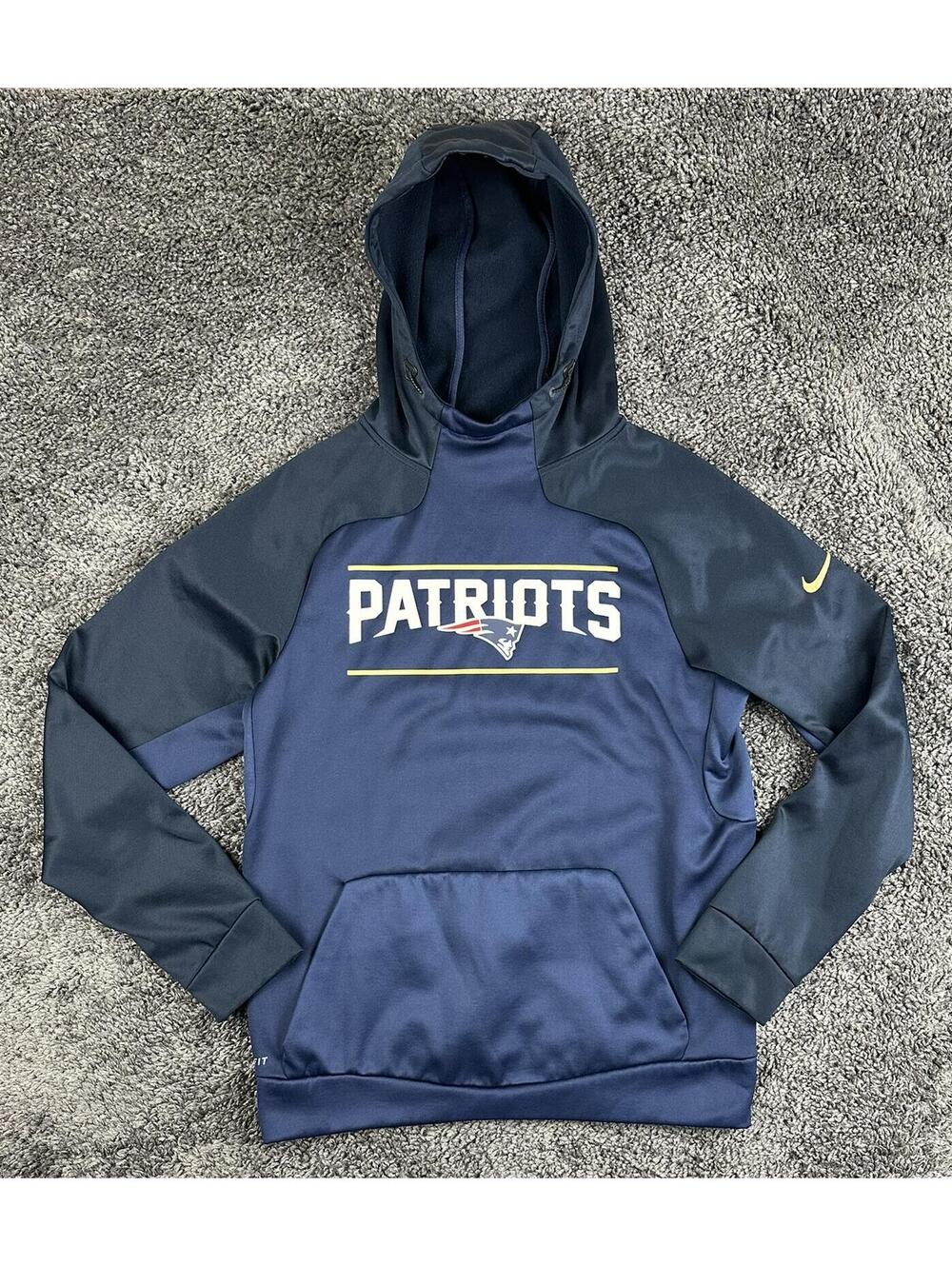 Nike New England Patriots Therma-FIT Hoodie Sweatshirt NFL Men's Navy Blue Small